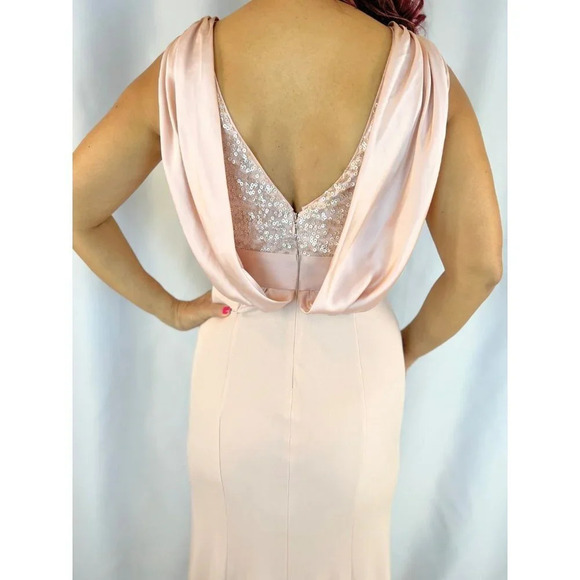 Vera Wang Pink Rose Gold Sequin Formal Gown $395 - Picture 9 of 15